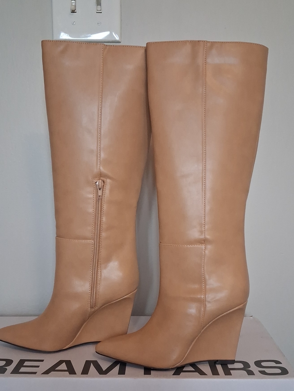 Dream Pairs Tan Knee-High Wedge Boots